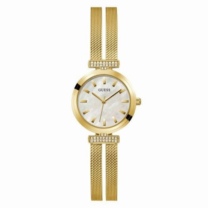 Guess Ladies Array Stainless Steel Mesh Gold Tone Watch GW0471L2