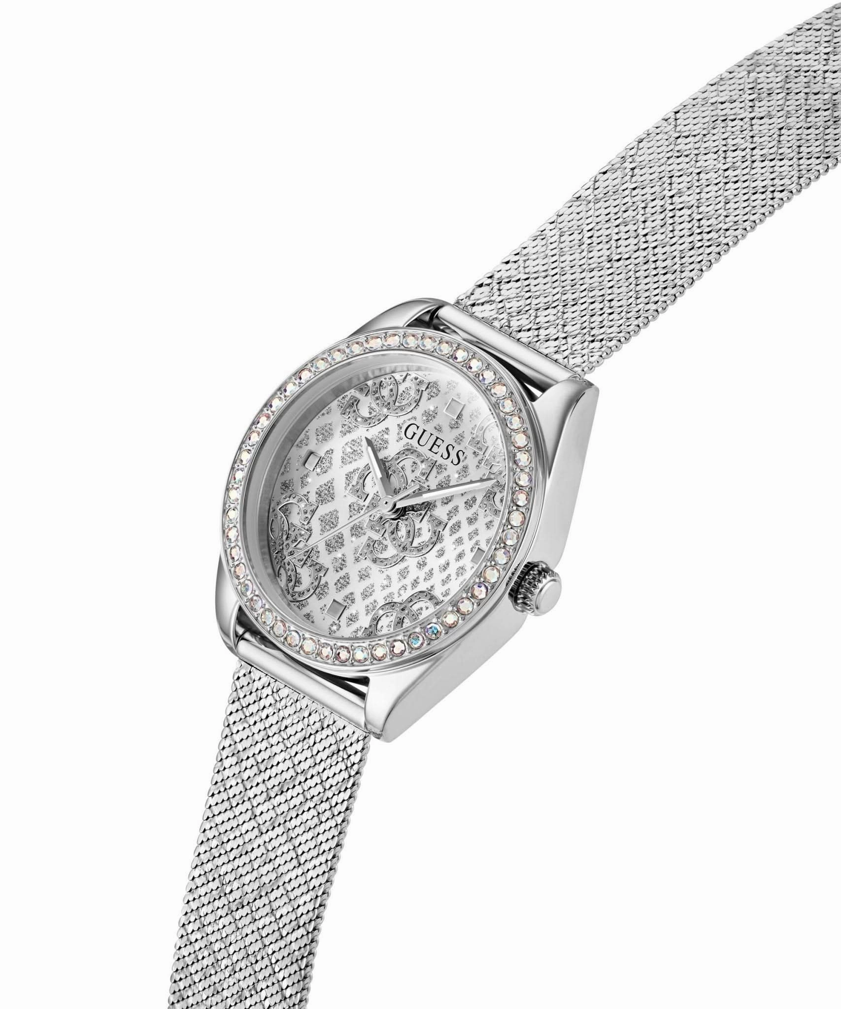 Guess Ladies Boa Silver Tone Mesh Watch GW0748L1