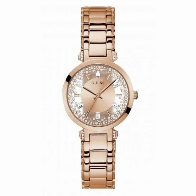 Guess Ladies Crystal Clear Stainless Steel Rose Gold Watch GW0470L3