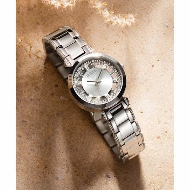 Guess Ladies Crystal Clear Stainless Steel Silver Watch GW0470L1