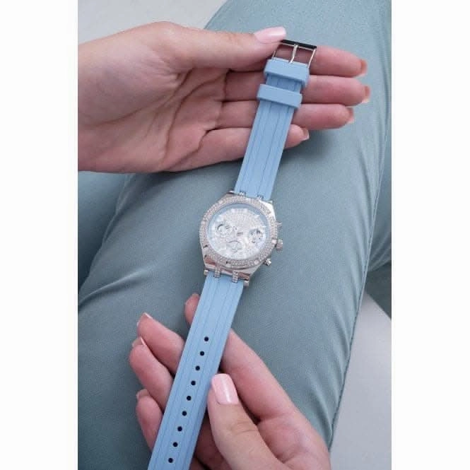 Guess Ladies Heiress Silicone Silver Watch GW0407L1