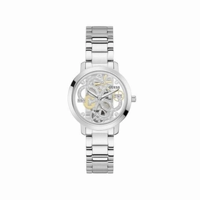 Guess Quattro Clear Ladies Trend Silver Stainless Steel Watch GW0300L1