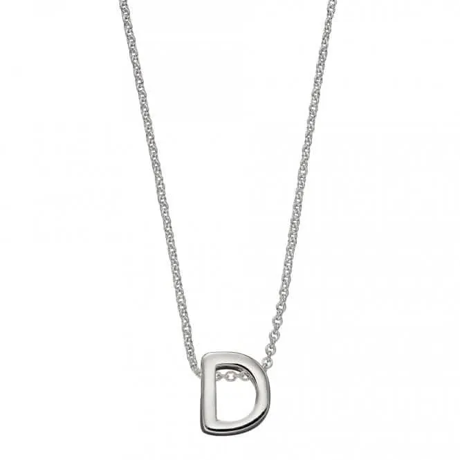 Initial D Plain Silver Initial Necklace N4431 Beginnings Jewellery