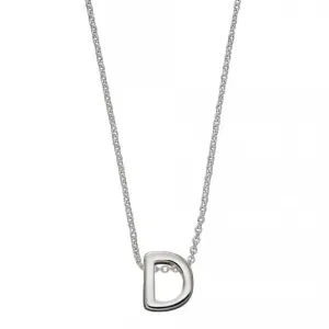 Initial D Plain Silver Initial Necklace N4431 Beginnings Jewellery