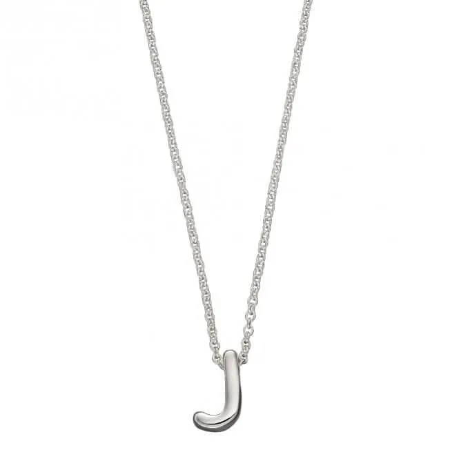 Initial J Plain Silver Initial Necklace N4437 Beginnings Jewellery