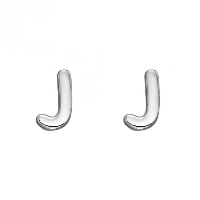 Initial J Sterling Silver Stud Earrings E6027 Beginnings Jewellery