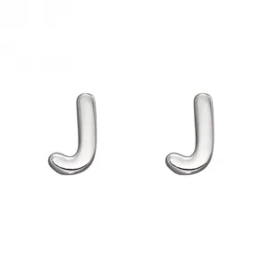 Initial J Sterling Silver Stud Earrings E6027 Beginnings Jewellery