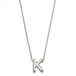 Initial K Plain Silver Initial Necklace N4438 Beginnings Jewellery