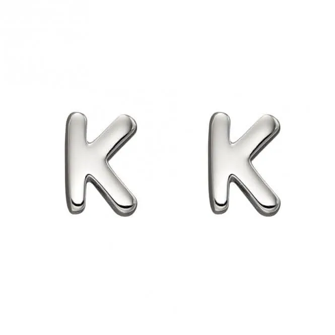 Initial K Sterling Silver Stud Earrings E6028 Beginnings Jewellery