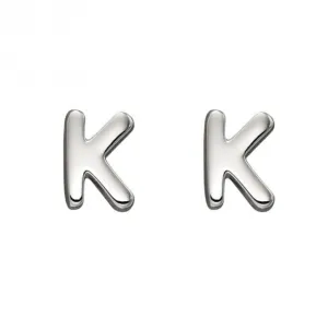 Initial K Sterling Silver Stud Earrings E6028 Beginnings Jewellery