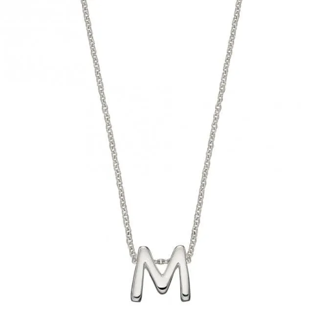 Initial M Plain Silver Initial Necklace N4440 Beginnings Jewellery