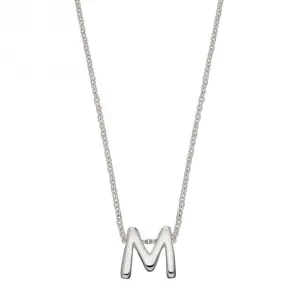 Initial M Plain Silver Initial Necklace N4440 Beginnings Jewellery