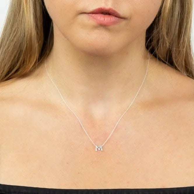 Initial M Plain Silver Initial Necklace N4440 Beginnings Jewellery