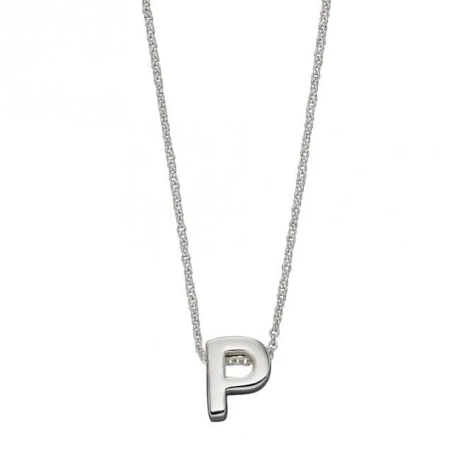 Initial P Plain Silver Initial Necklace N4443 Beginnings Jewellery