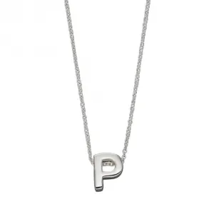 Initial P Plain Silver Initial Necklace N4443 Beginnings Jewellery