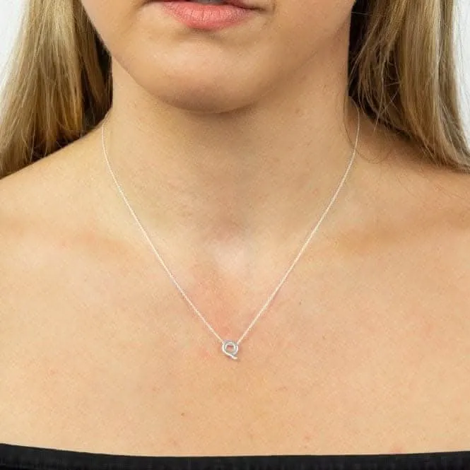 Initial Q Plain Silver Initial Necklace N4444 Beginnings Jewellery