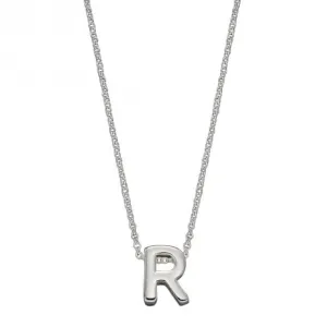 Initial R Plain Silver Initial Necklace N4445 Beginnings Jewellery