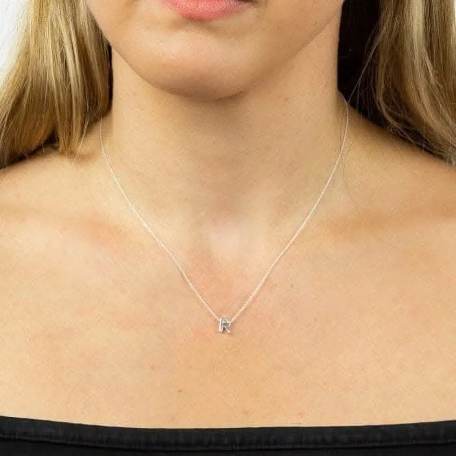 Initial R Plain Silver Initial Necklace N4445 Beginnings Jewellery