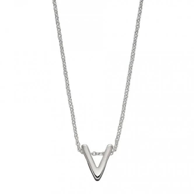 Initial V Plain Silver Initial Necklace N4449 Beginnings Jewellery
