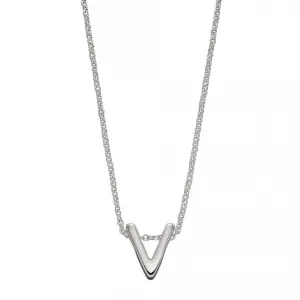 Initial V Plain Silver Initial Necklace N4449 Beginnings Jewellery