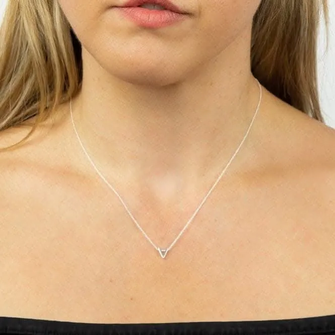 Initial V Plain Silver Initial Necklace N4449 Beginnings Jewellery