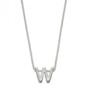 Initial W Plain Silver Initial Necklace N4450 Beginnings Jewellery