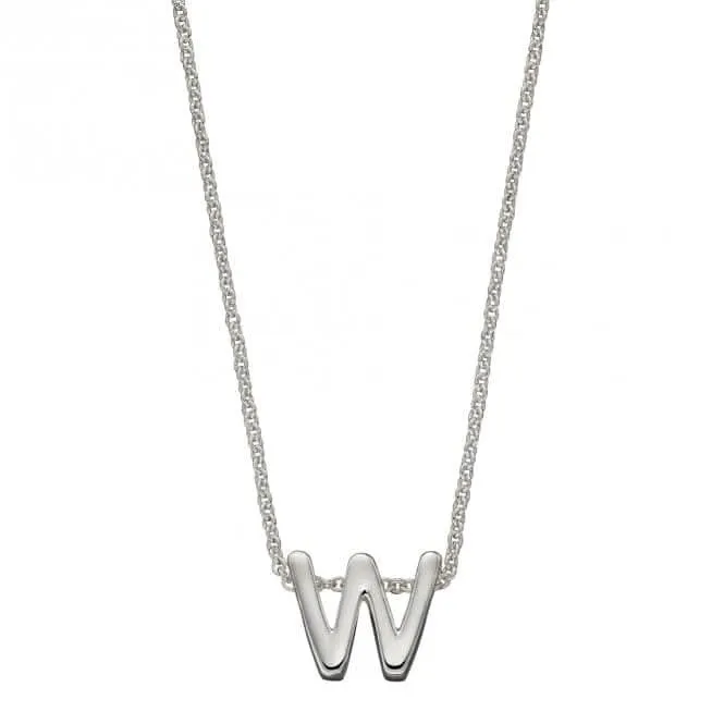 Initial W Plain Silver Initial Necklace N4450 Beginnings Jewellery