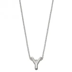 Initial Y Plain Silver Initial Necklace N4452 Beginnings Jewellery