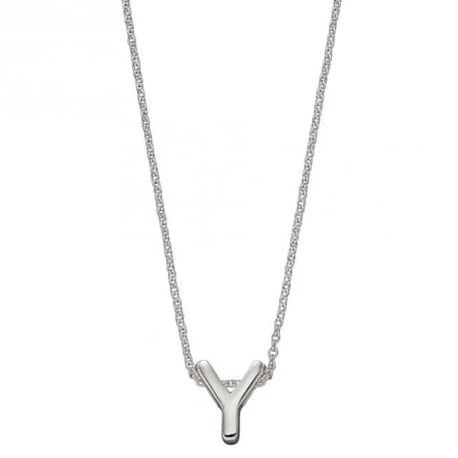 Initial Y Plain Silver Initial Necklace N4452 Beginnings Jewellery