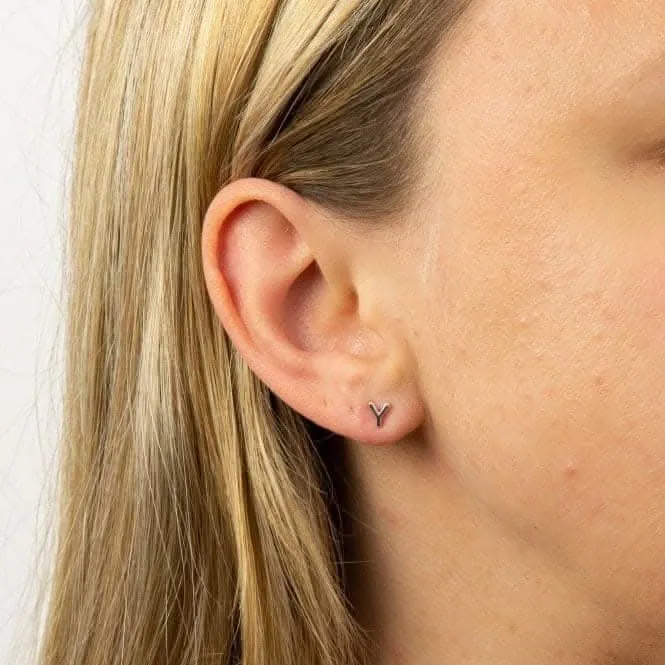 Initial Y Sterling Silver Stud Earrings E6042 Beginnings Jewellery