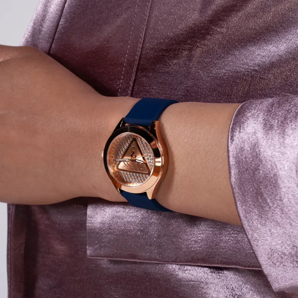 Jewelry Guess Watches Guess 40th Iconic Logo Analog Blue Silicone Strap Women Watch GW0745L4