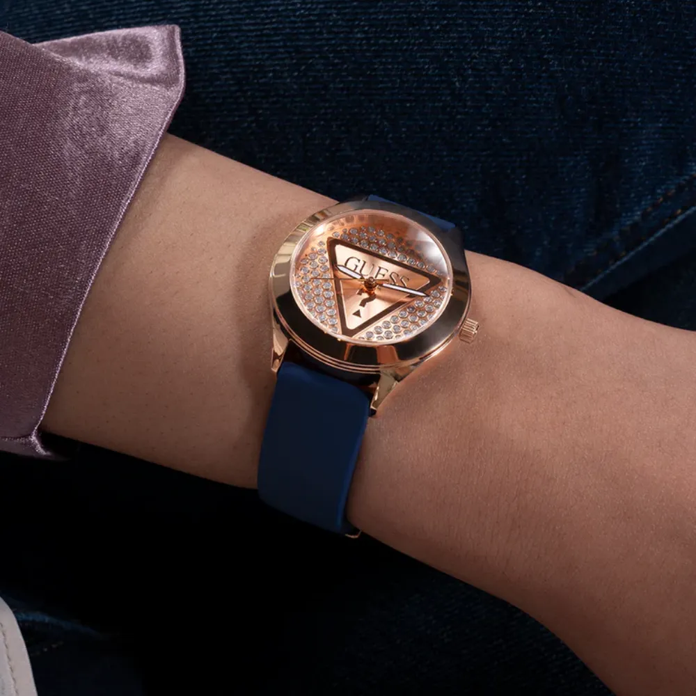 Jewelry Guess Watches Guess 40th Iconic Logo Analog Blue Silicone Strap Women Watch GW0745L4