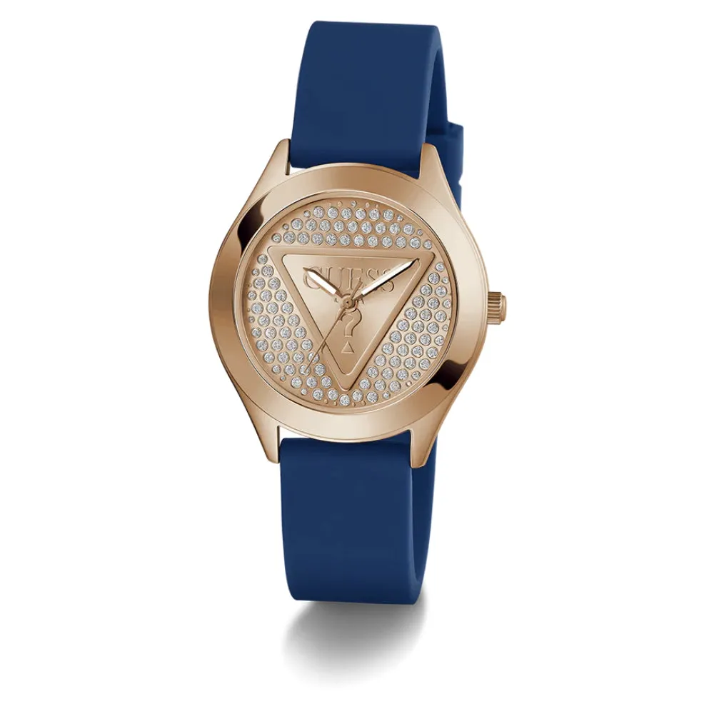 Jewelry Guess Watches Guess 40th Iconic Logo Analog Blue Silicone Strap Women Watch GW0745L4