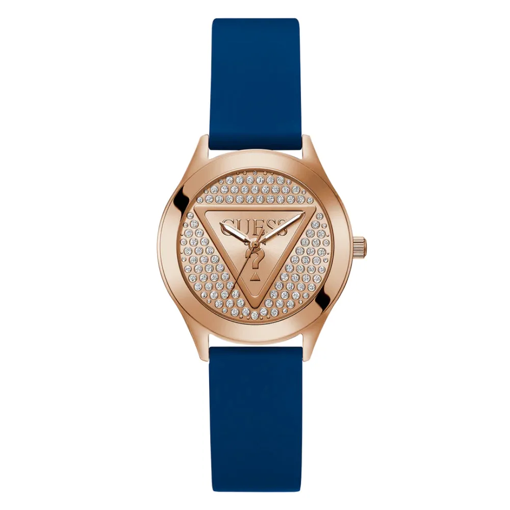 Jewelry Guess Watches Guess 40th Iconic Logo Analog Blue Silicone Strap Women Watch GW0745L4