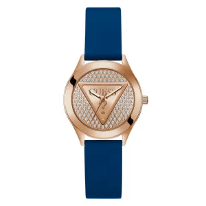 Jewelry Guess Watches Guess 40th Iconic Logo Analog Blue Silicone Strap Women Watch GW0745L4