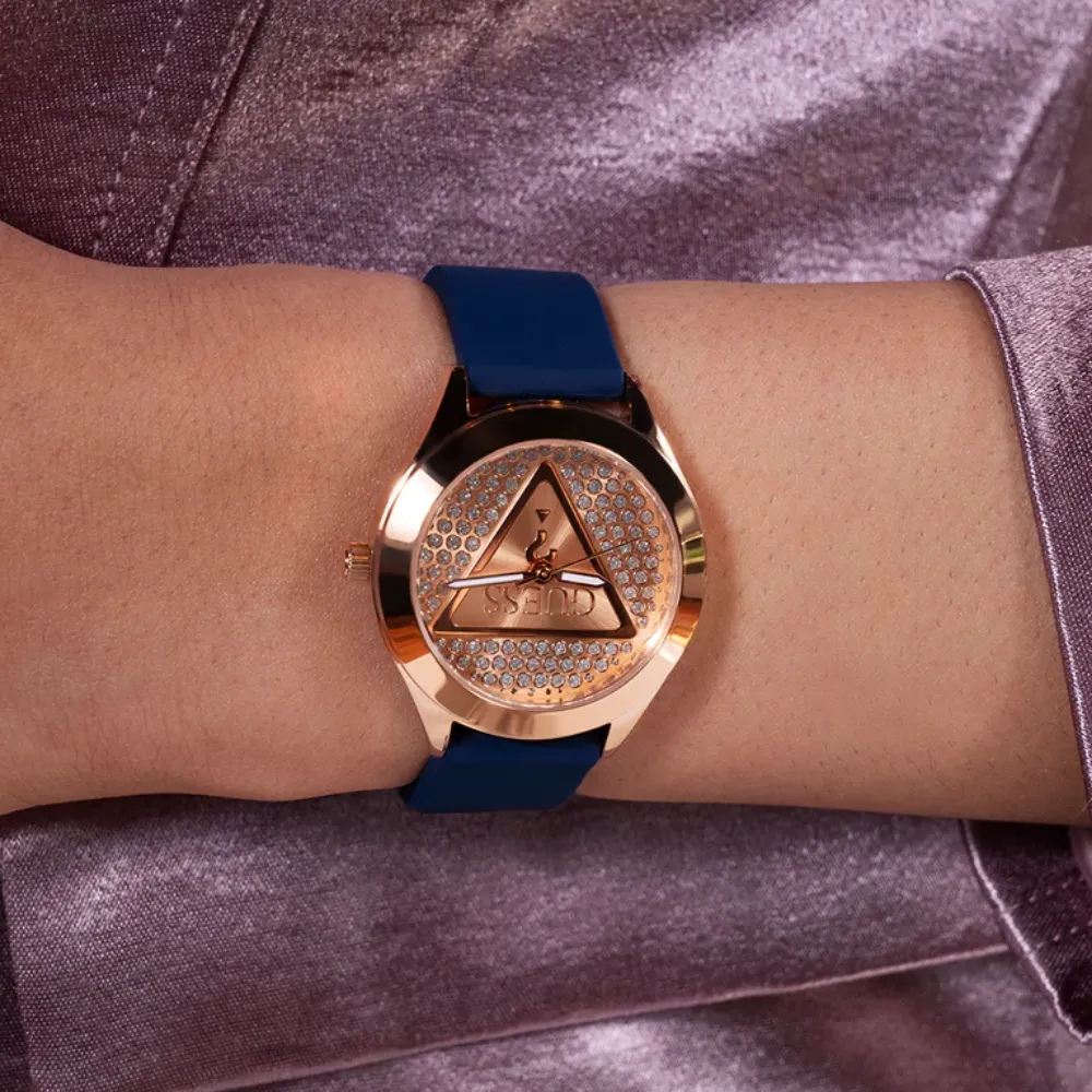 Jewelry Guess Watches Guess 40th Iconic Logo Analog Blue Silicone Strap Women Watch GW0745L4