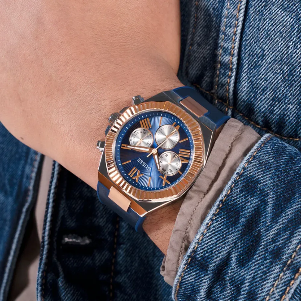 Jewelry Guess Watches Guess Analog Blue Silicone Strap Men Watch GW0791G2