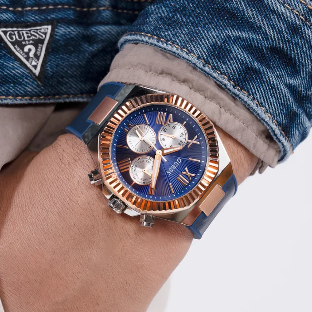 Jewelry Guess Watches Guess Analog Blue Silicone Strap Men Watch GW0791G2