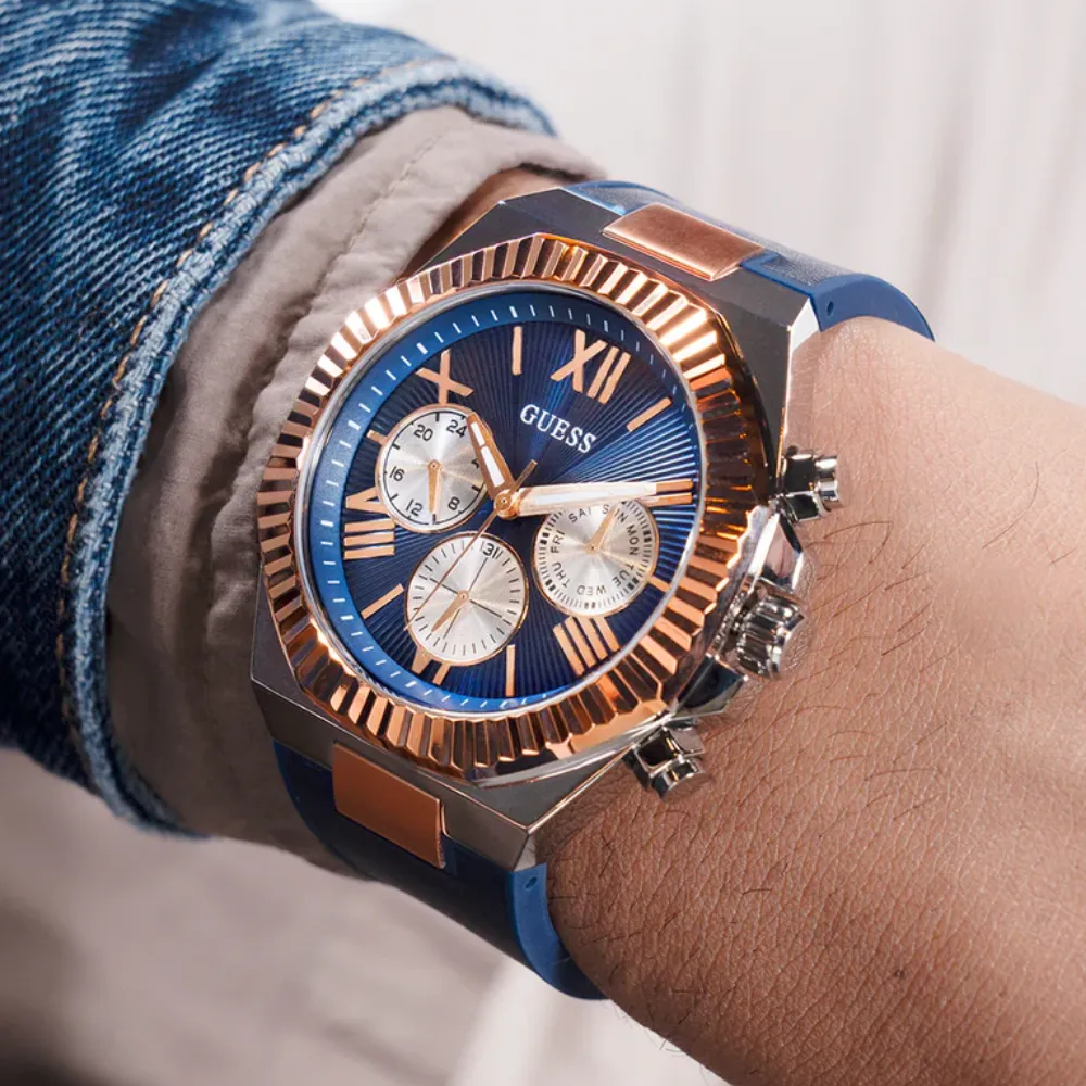 Jewelry Guess Watches Guess Analog Blue Silicone Strap Men Watch GW0791G2