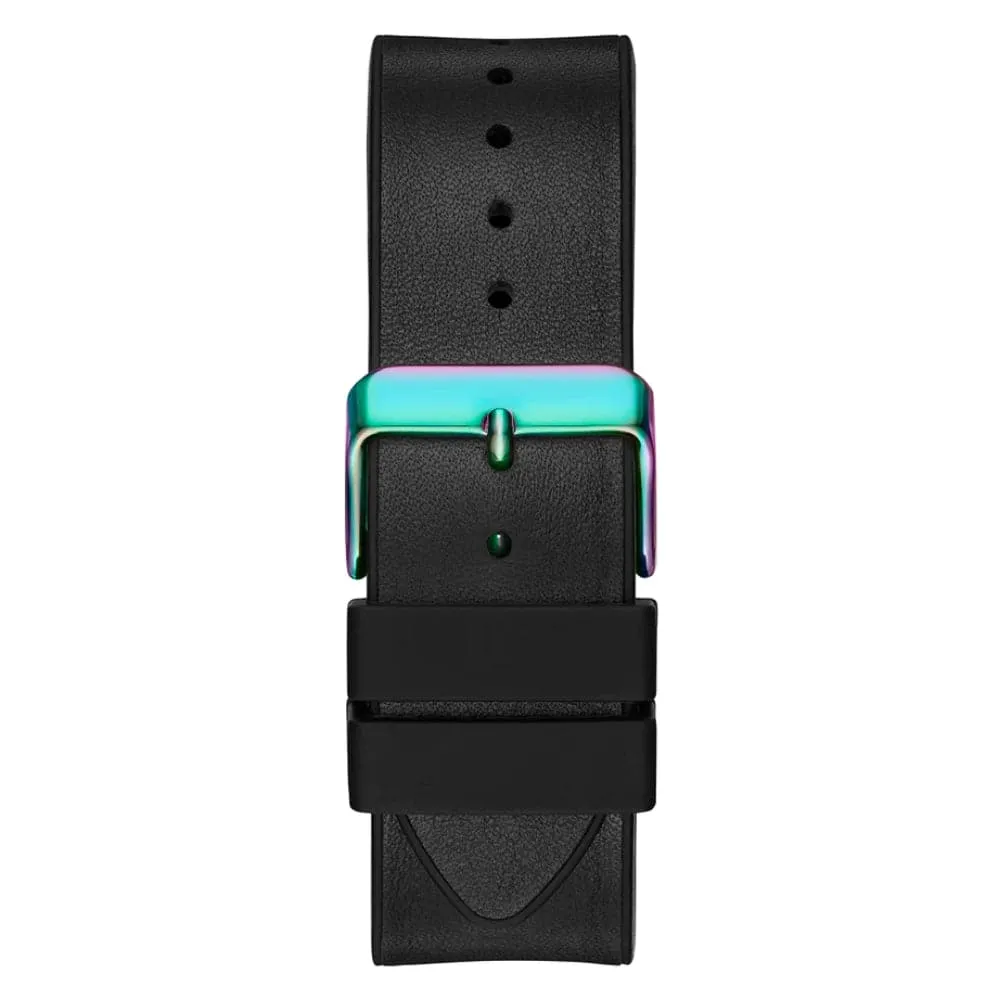 Jewelry Guess Watches Guess Black Two-Tone Black Leather Strap Men Watch GW0202G5