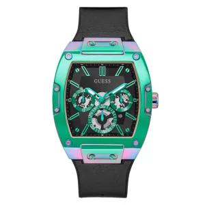 Jewelry Guess Watches Guess Black Two-Tone Black Leather Strap Men Watch GW0202G5