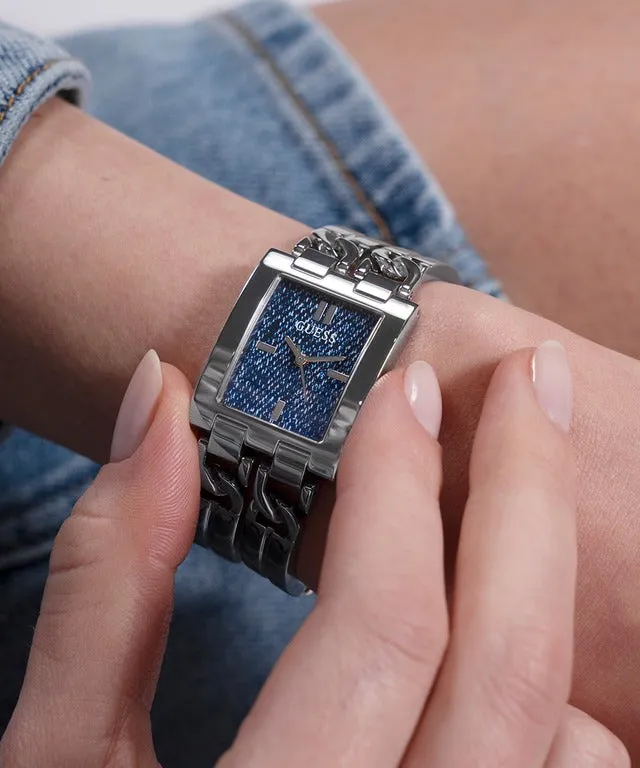 Jewelry Guess Watches GUESS DENIM DIAL SILVER CHAIN LADIES WATCH GW0807L1