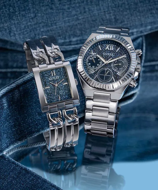 Jewelry Guess Watches GUESS DENIM DIAL SILVER CHAIN LADIES WATCH GW0807L1