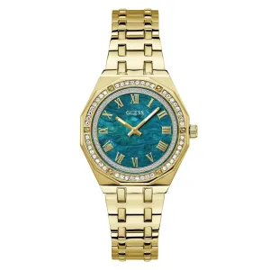 Jewelry Guess Watches Guess Desire Women Green Dial Quartz Gold Analog Watch GW0770L2