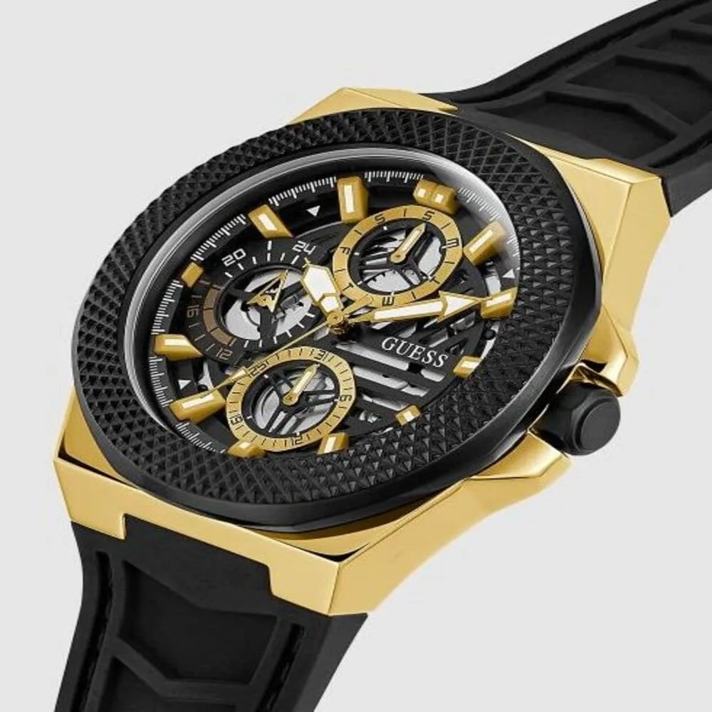 Jewelry Guess Watches Guess Front-Runner 2 Tone Black Silicone Men's Watch GW0577G2