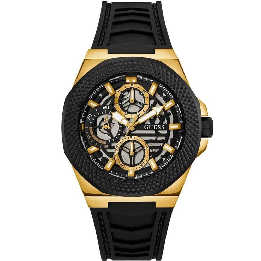 Jewelry Guess Watches Guess Front-Runner 2 Tone Black Silicone Men's Watch GW0577G2