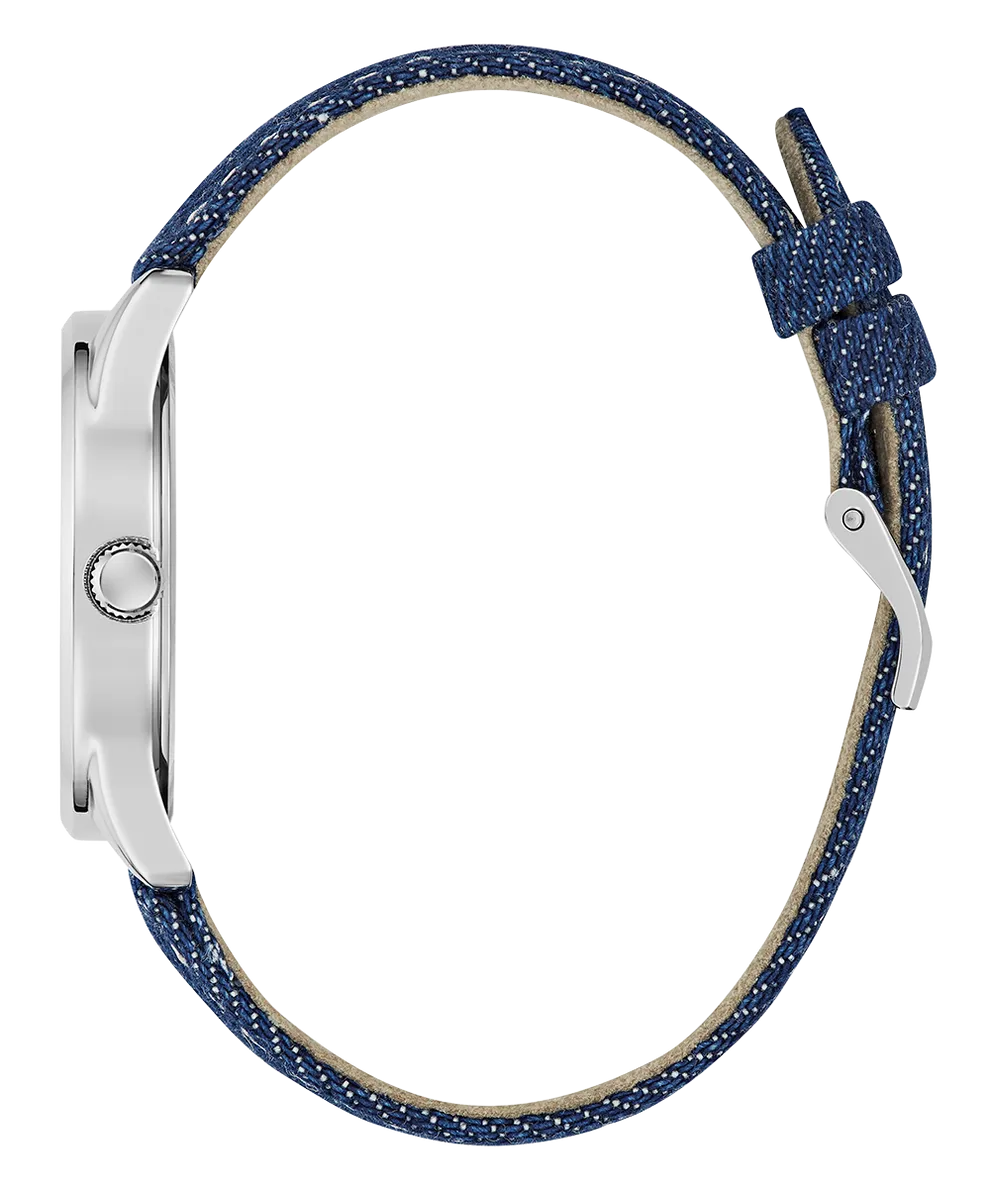 Jewelry Guess Watches GUESS QUATTRO 'G' LOGO DENIM BLUE SILVER TONE ANALOG WATCH GW0755L1