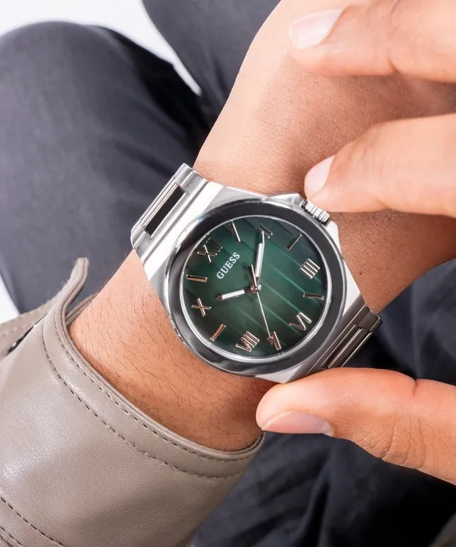 Jewelry Guess Watches Guess Vinyl Men Green Dial Quartz Analog Watch GW0789G1