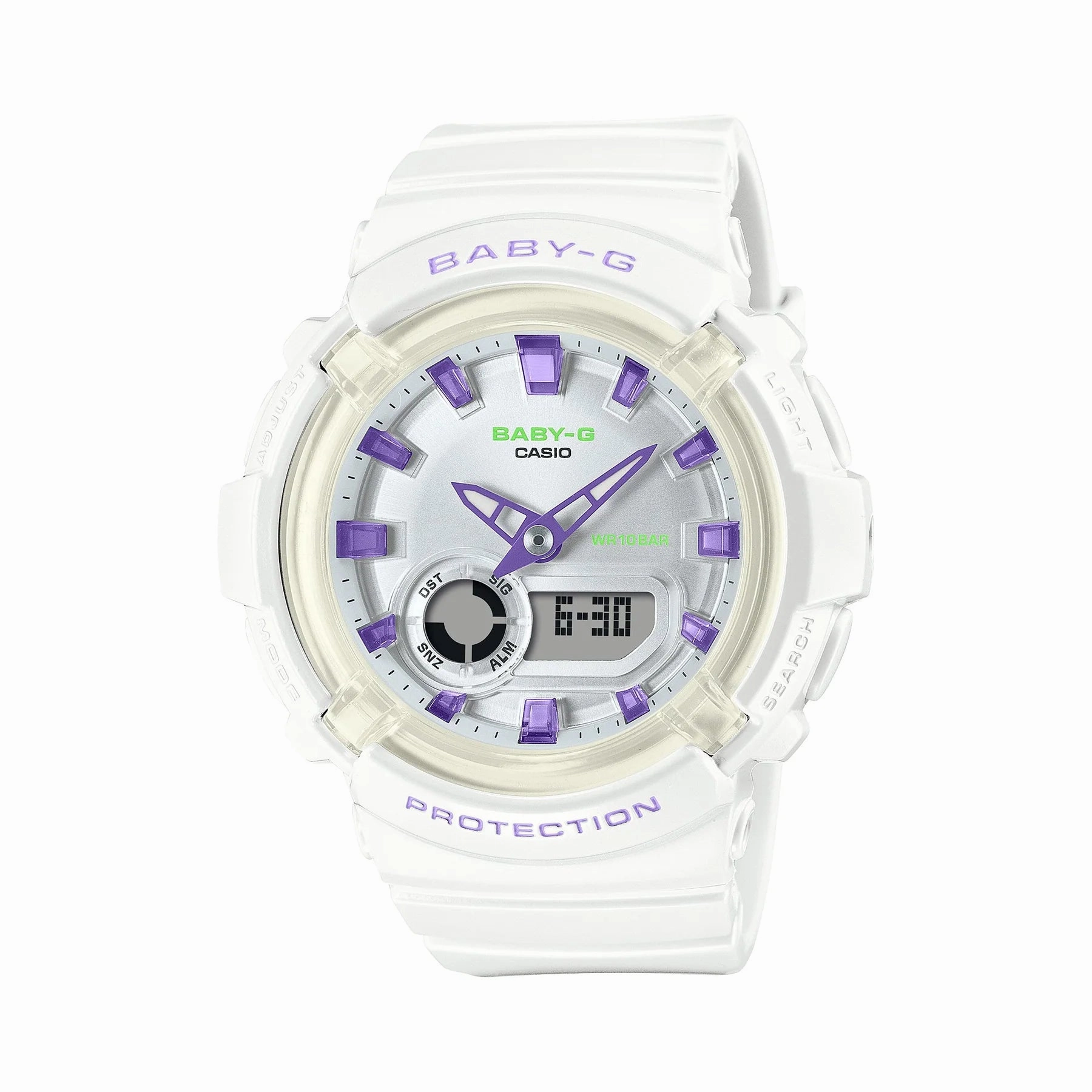 Jewelry_Casio_Watches Baby G Duo Dance in Neon (White/Purple) Watch