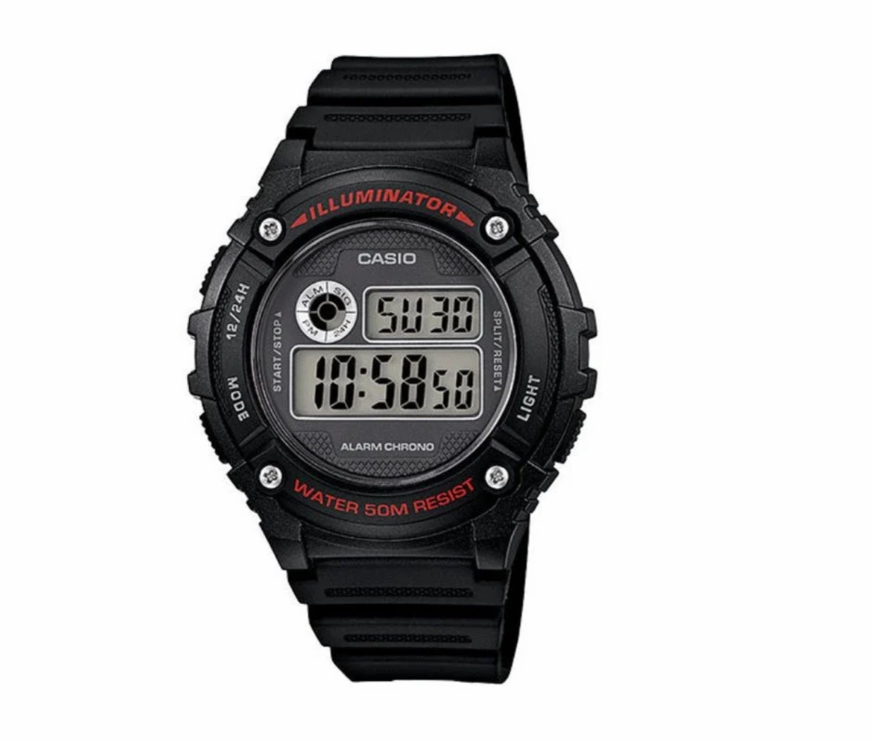 Jewelry_Casio_Watches Casio Auto Illum Black Resin Digital Watch